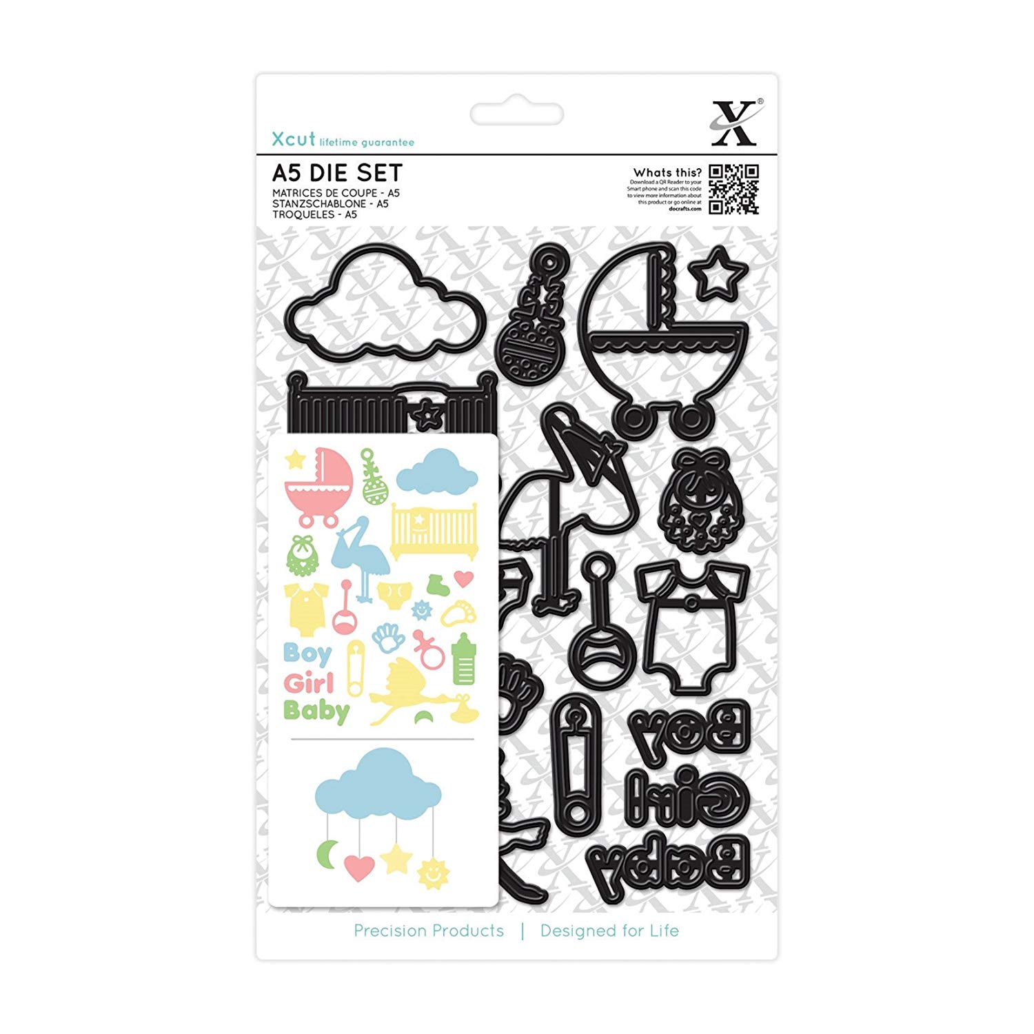 Xcut A5 Dies Set, New Baby Icons, 23 Pieces, Carbon Steel, Art Craft, Cutting Tool Supplies, Beautiful Decoration