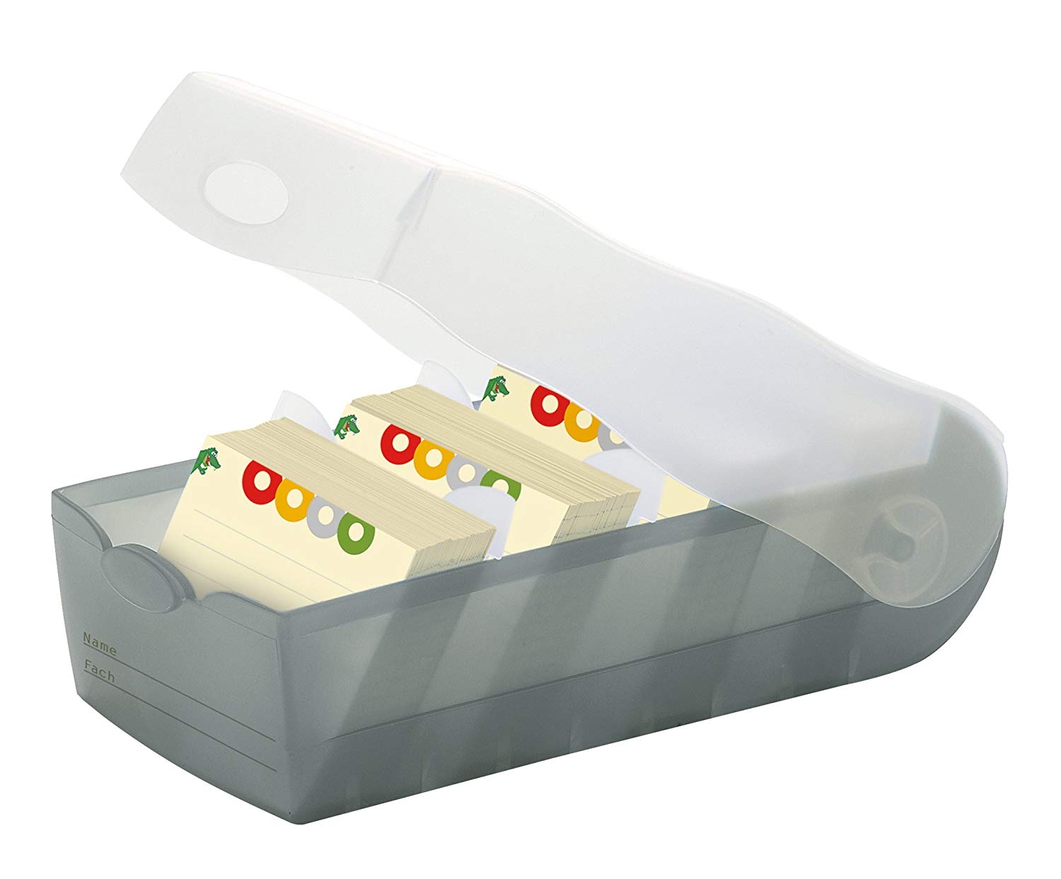 HAN 998-693, CROCO Flashcard Index Box. For learning vocabulary in an ingeniously simple way, A8, translucent grey
