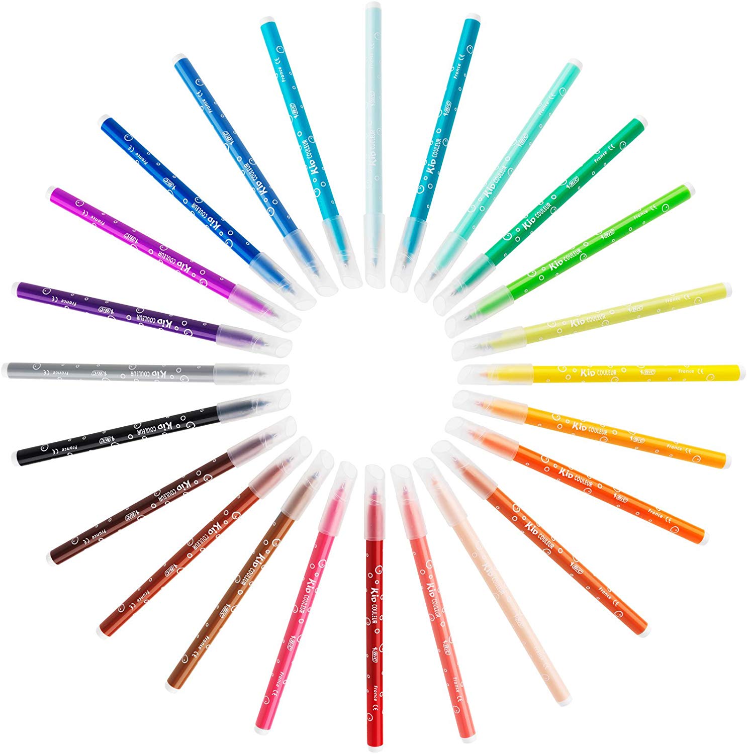 BIC Kids Felt Tip Pens, Kid Colour with Medium Blocked Tip, Vivid Colouring Pens, Washable Markers, Back to School Supplies, 24 Pack - Image 4