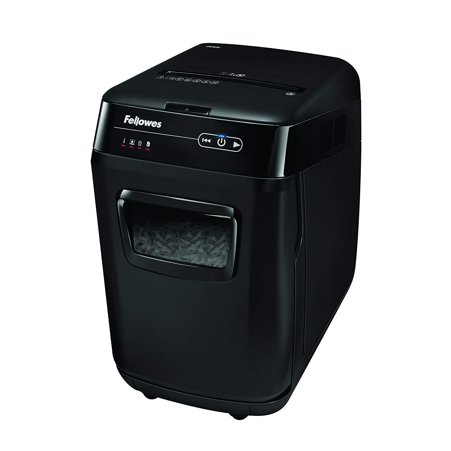 Fellowes AutoMax 200C Professional Shredder 4x38mm Cross Cut 32 Litre P-4 200 Sheets Ref 4652901, Black, Standard