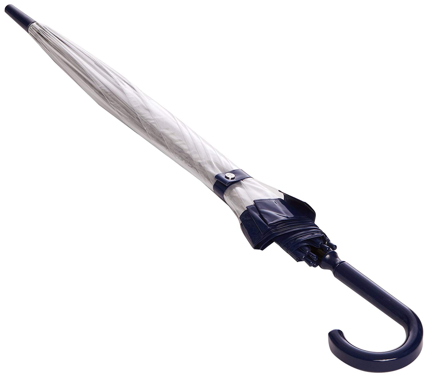 Fulton Birdcage Umbrella Navy, Dome Shaped, High Grade Clear PVC, Navy Border - Image 3
