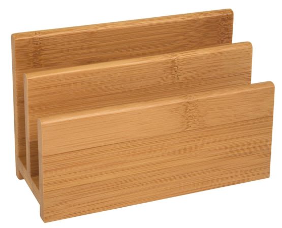 Wedo 61307 Bamboo letter stand, 2 compartments, dimensions 14 x 6.2 x 9 cm, in a gift box, brown