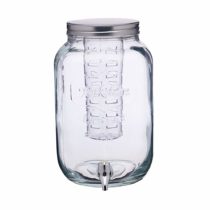 KitchenCraft Home Made Glass Drinks Dispenser Jar with Water Infuser, 7.5 litres-Transparent