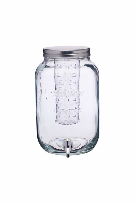 KitchenCraft Home Made Glass Drinks Dispenser Jar with Water Infuser, 7.5 litres-Transparent