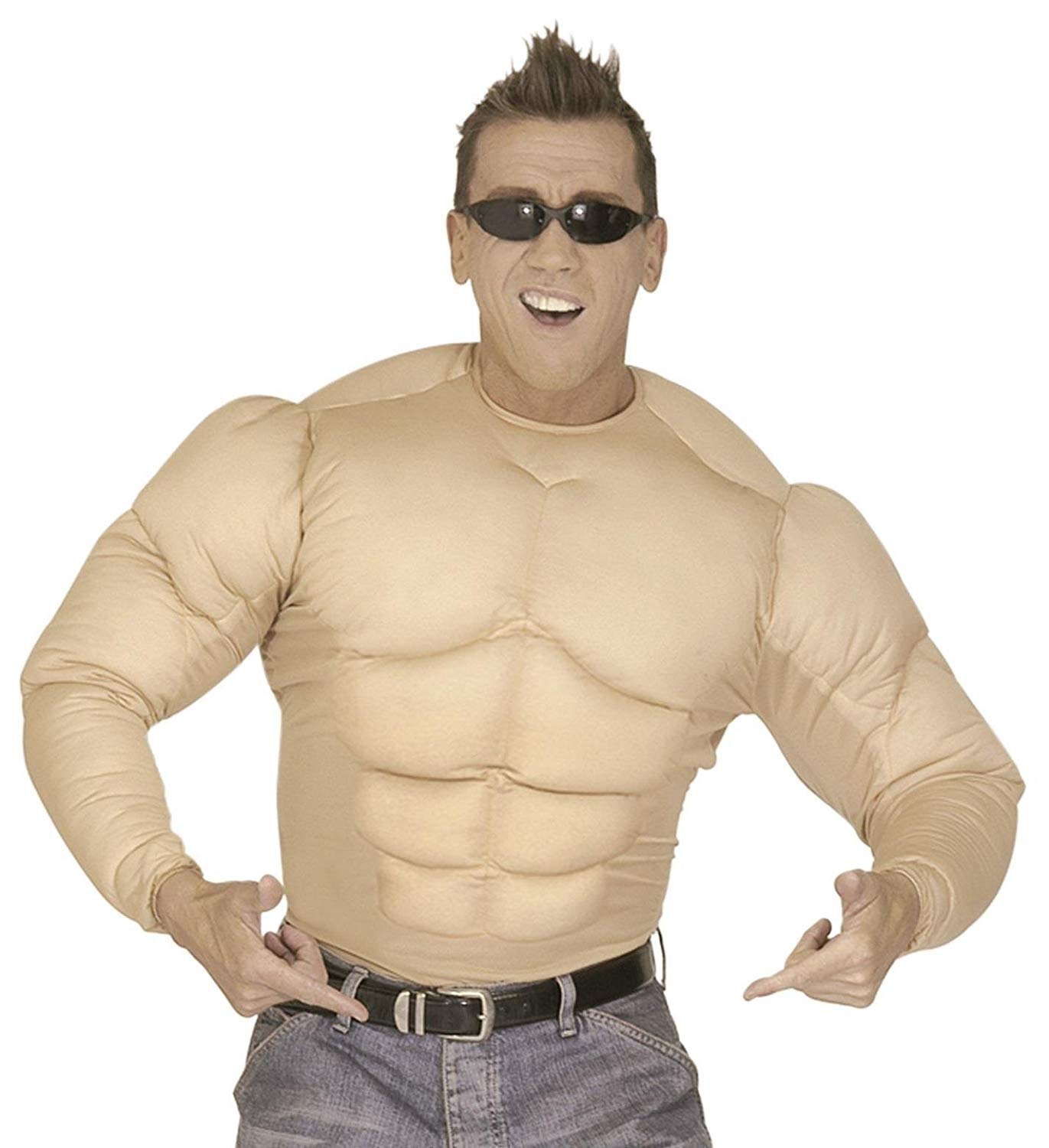 xL Muscle Shirt Costume Extra Large for Super Hero Fancy Dress, Nude - Image 4
