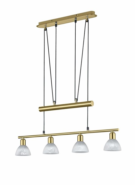 Trio Leuchten Cassini, 4er-Pendel Messing matt, E14 6|wattsW