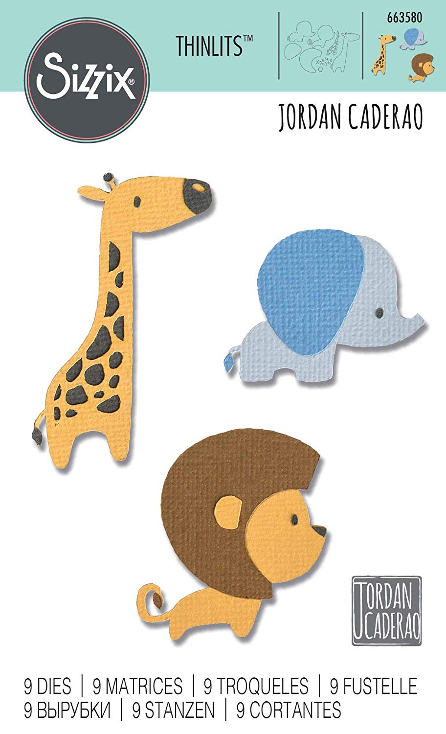 Thinlits Die set 9PK Baby Jungle Animals, Multi Colour - Image 3