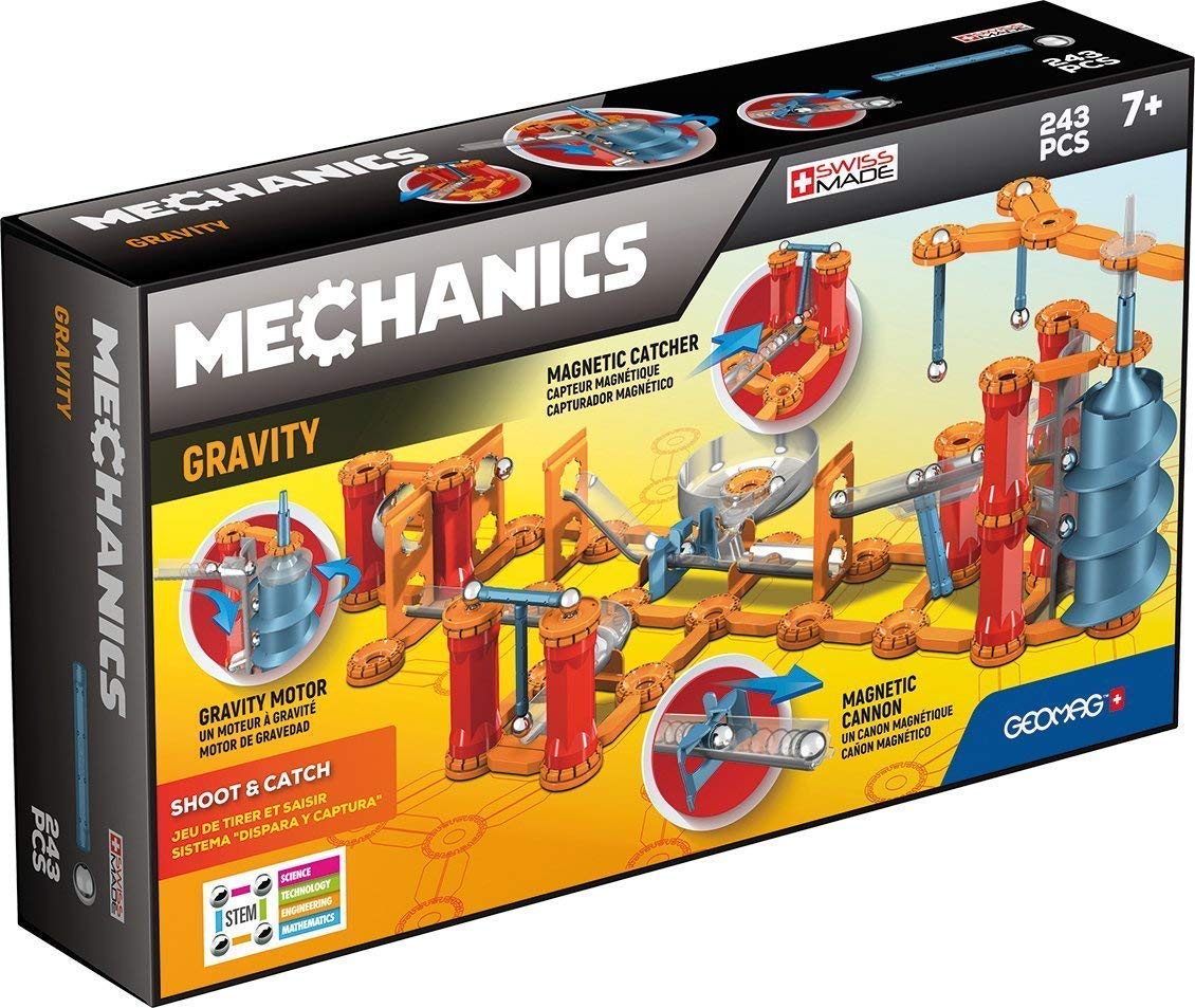 Geomag 774 Mechanics Gravity Shoot and Catch Blue, Orange, Red- 243 Pieces, Blu, Orange, Red