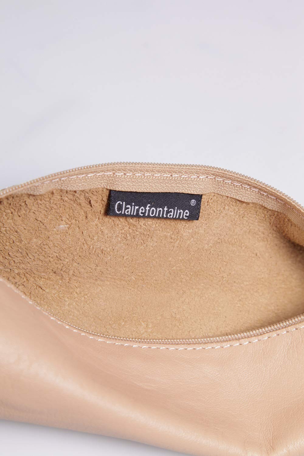 Clairefontaine 8302C, Natural Genuine Leather Triangular School Pencil Case 22x6x6 cm in Genuine Lambskin, School Supplies - Image 2