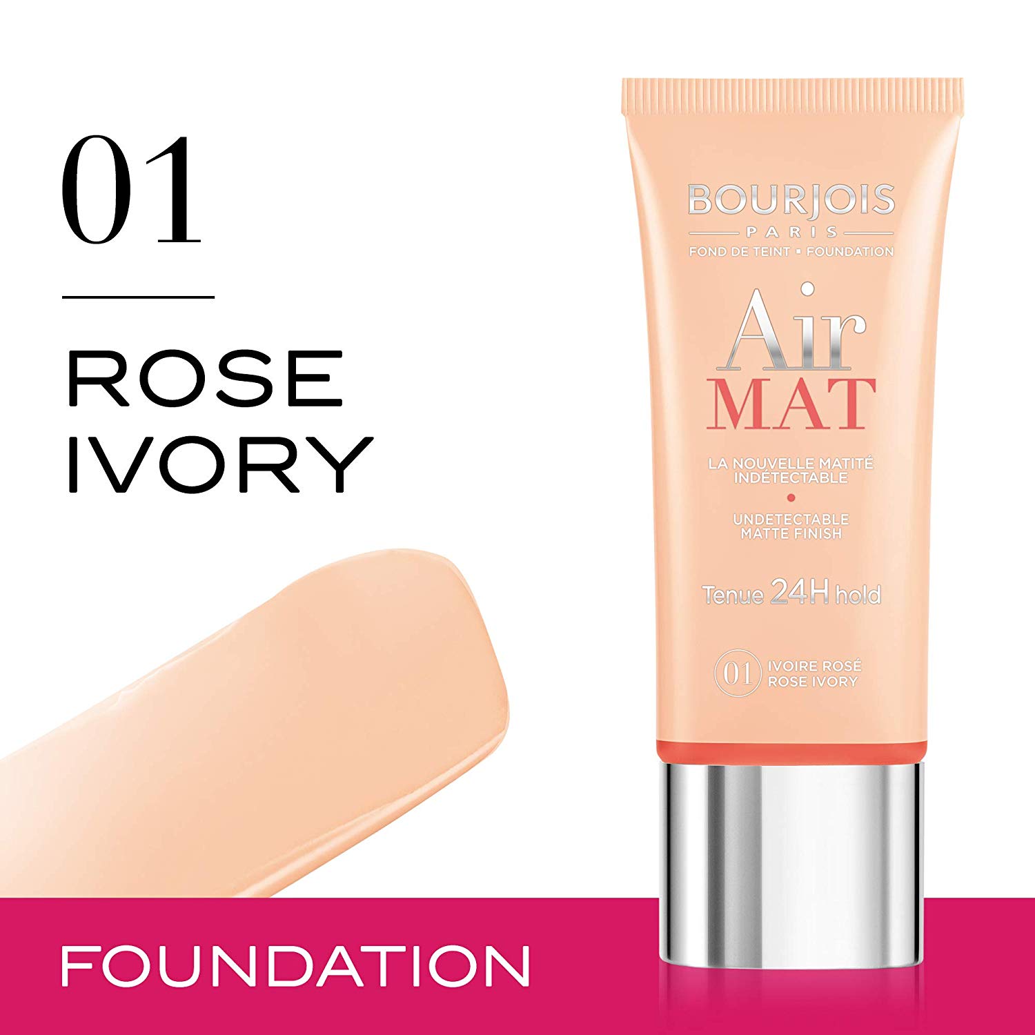 Bourjois Air Mat 24H Foundation 1 Rose Ivory 30ml 3052503155104, 01 Rose Ivory, 30 ml (Pack of 1) - Image 2