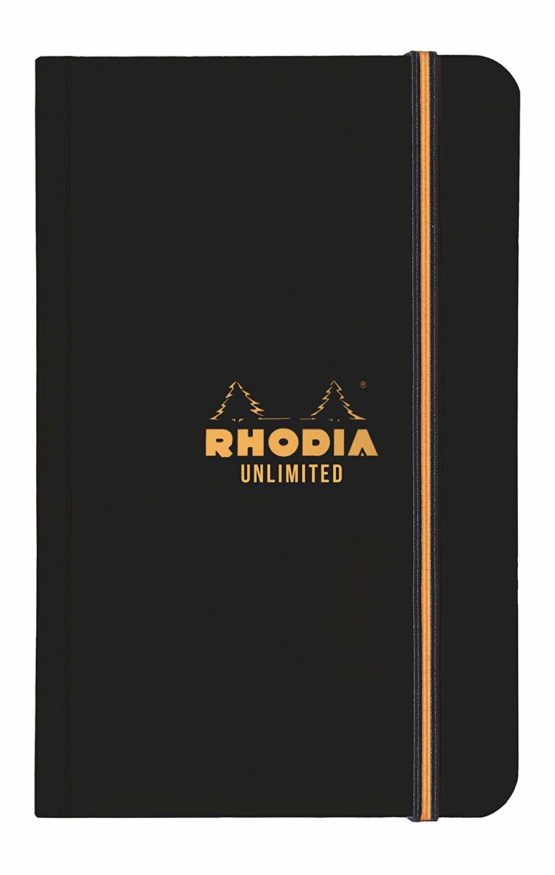 Rhodia Notebook with Elastic Closure, 90 x 140 mm, Lined Black BigaMart