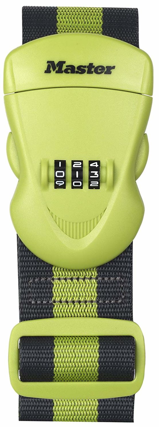 Master Lock 4701EURDGRN Luggage Strap with Combination Lock, Green, 190 x 6,5 x 4,8 cm