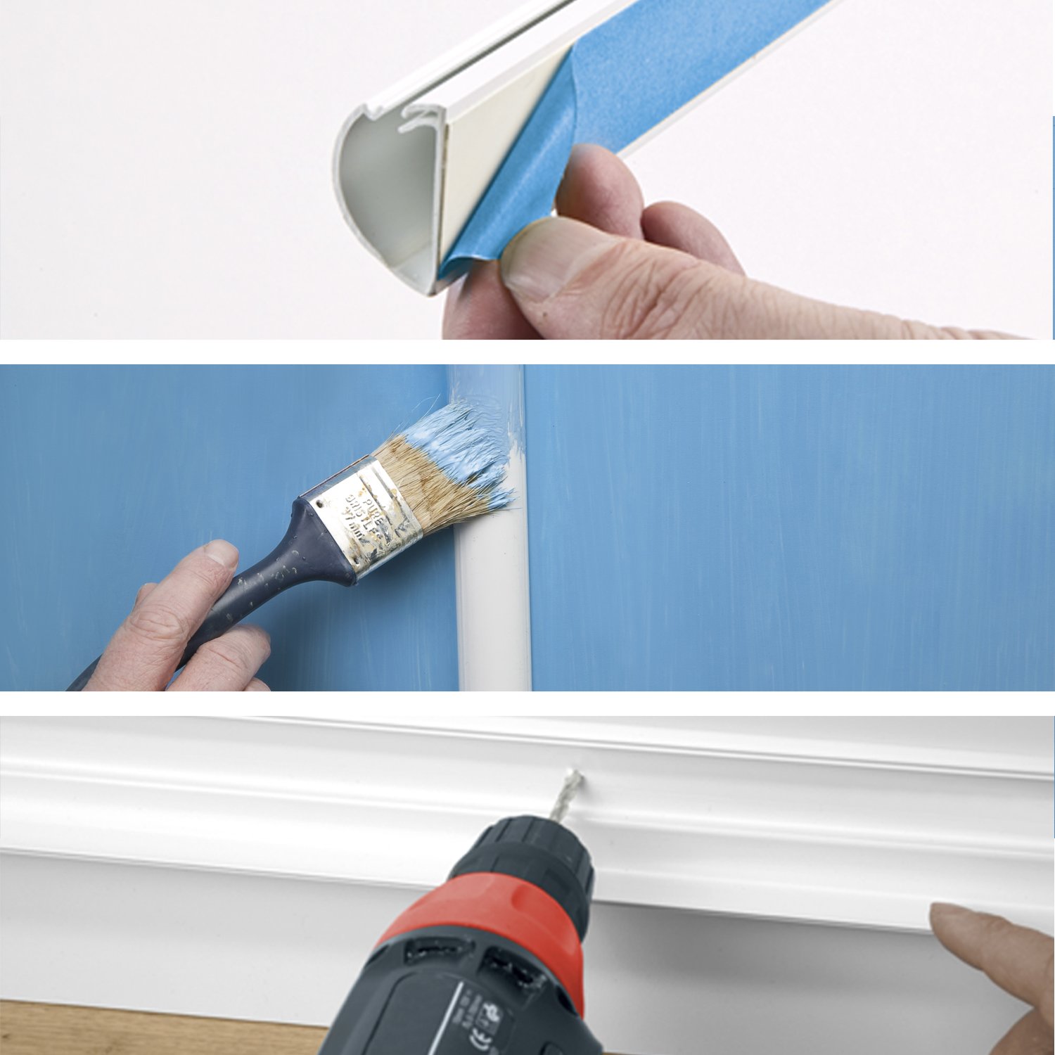 D-Line EU/1D3015W/EH Mini Trunking, Electrical Cable Management Solution, Self-Adhesive Cord Cover, 30mm (W) x 15mm (H) - Image 4