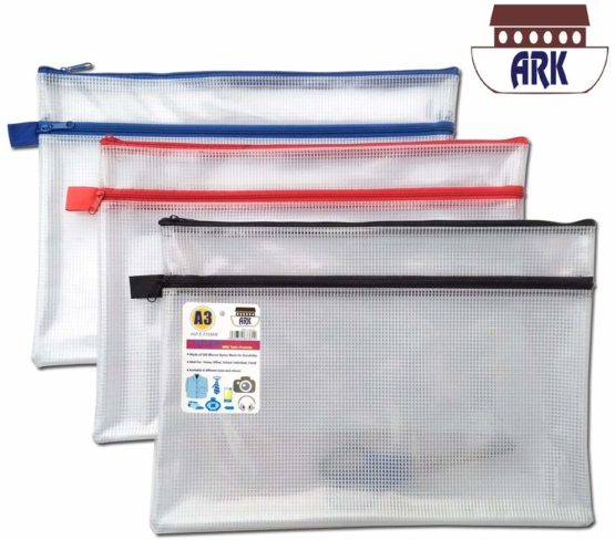 12 x A3+ Twin Pocket Tuff Bag School Waterproof Storage Strong Pencil Pen Case Zip Wallet (460x 350mm) by ARK