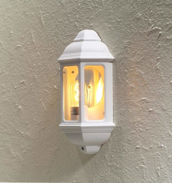 Konstsmide 7011-250 Outdoor Lighting/Cagliari Flush Outdoor Wall Light/1 x 100 W E27 Max Wall Lamp/Clear Glass/Aluminium/IP43/Outside Light Matt White - Image 2