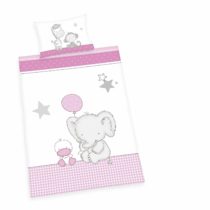 Herding BABY BEST Toddler Bedding Set, Reversible Motif Jana Elephant, Duvet cover 100 x 135 cm, Pillow case 40 x 60 cm, Cotton/Renforcé