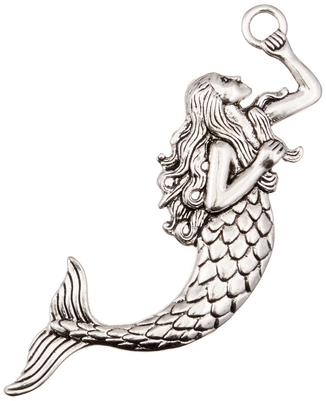 Solid Oak Steampunk Metal Pendant Mermaid, Acrylic, Multicoloured, 0.15 x 2.9 x 3.65 cm, Multicolor