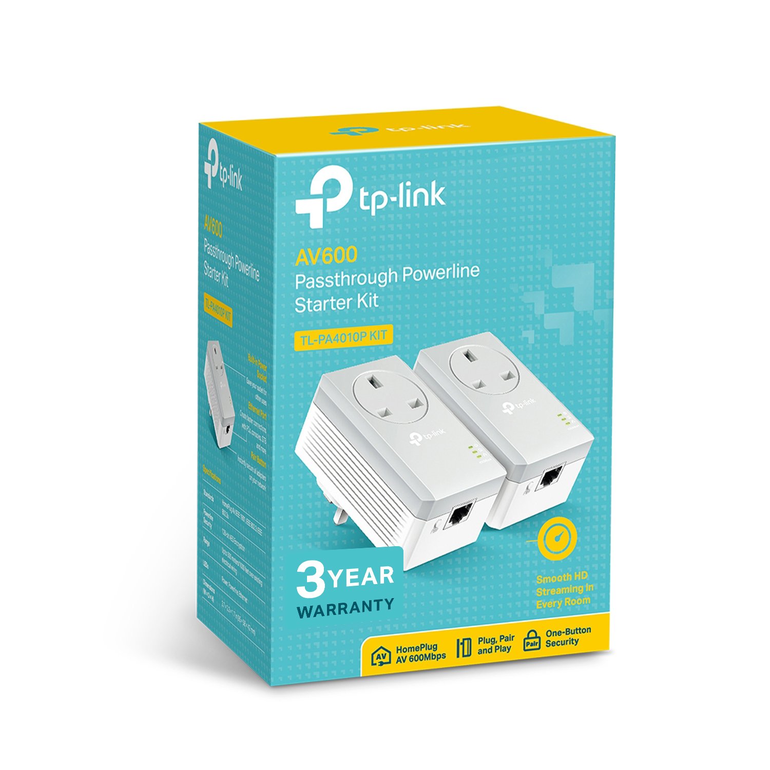 TP-Link TL-PA4010PKIT AV600 Passthrough Powerline Adapter, 100Mbps Powerline Network Adapters with Ethernet Ports - Image 4
