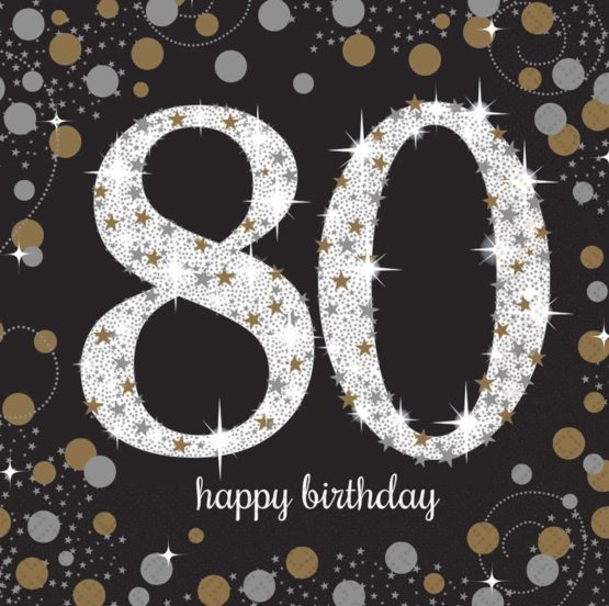 Amscan International 9901721 33 cm Gold Celebration 80th Luncheon Napkins