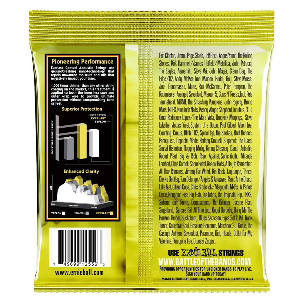 Ernie Ball Everlast Medium Light Coated 80/20 Bronze Acoustic Guitar Strings - 12-54 Gauge - Image 2