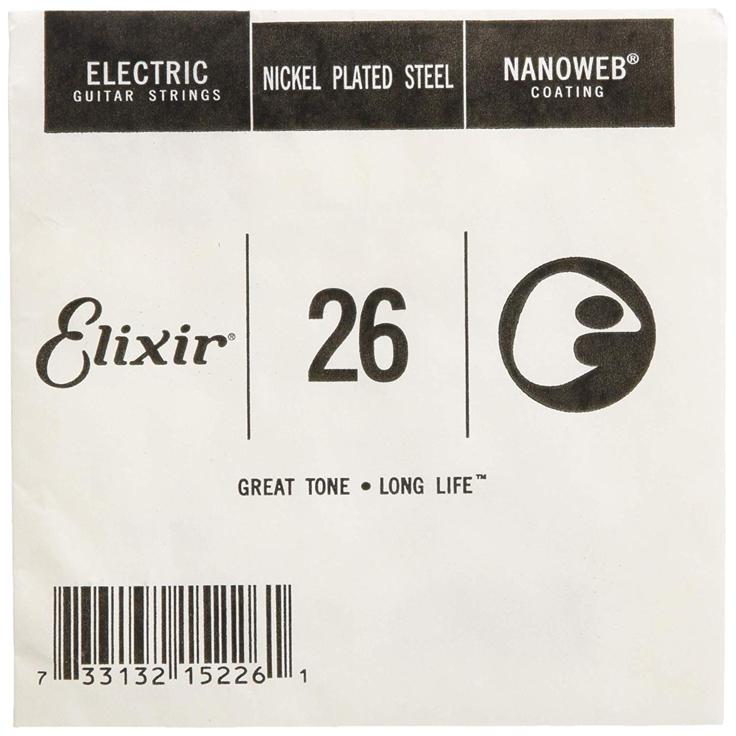 Elixir® Strings Electric Guitar Single String with NANOWEB® Coating (.026), Nickel