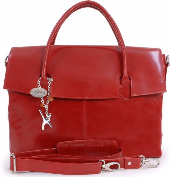 CATWALK COLLECTION HANDBAGS - Ladies Extra Large Leather Briefcase/Shoulder/Cross Body Bag - Women's Organiser Work Bag - Laptop Bag With Padded Compartment - HELENA - Red