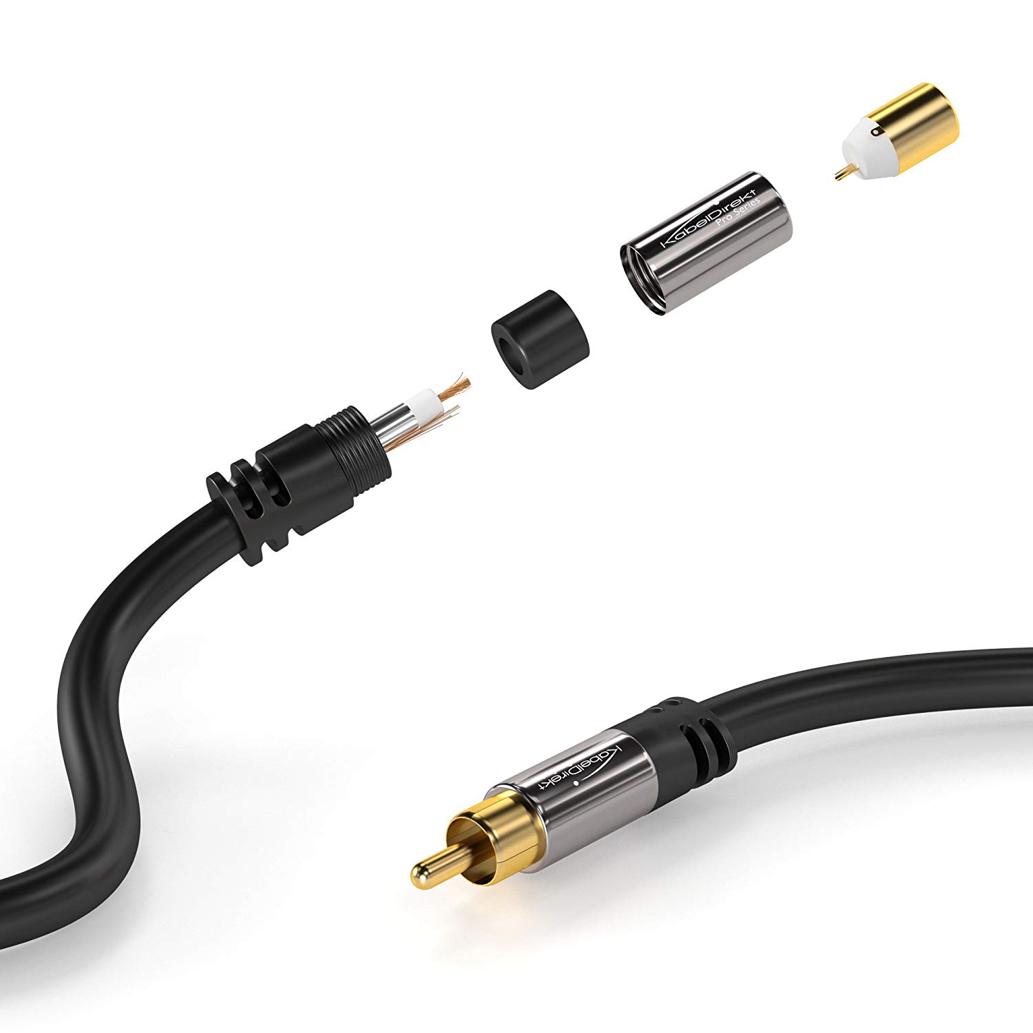 KabelDirekt, RCA extension cable, 2m, extra break-resistant Hybrid cable for brilliant sound quality (subwoofer/audio cable - Image 3