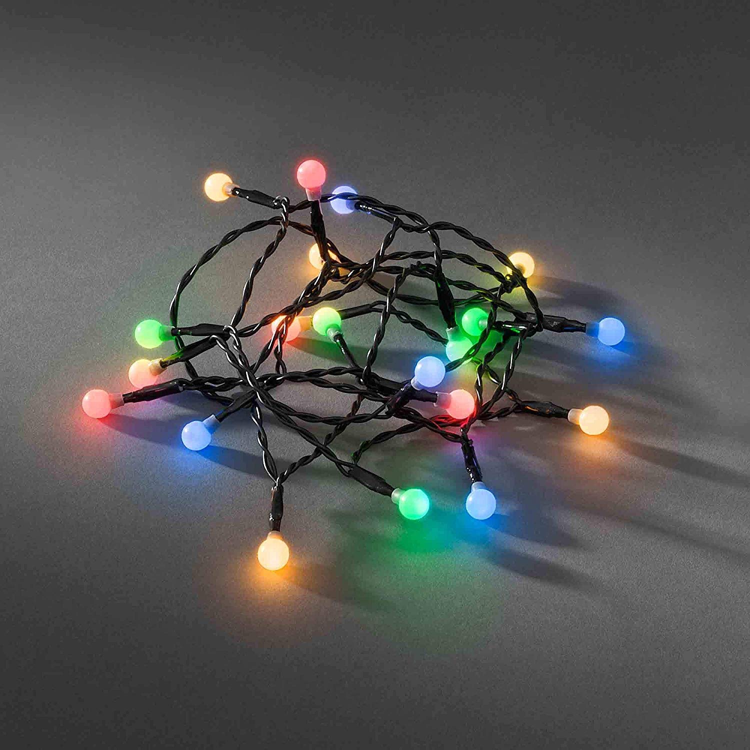 Konstsmide LED Berry Set Round Diodes/Indoor Use (IP20) Battery Fairy Lights/Battery Operated: 3xAA 1.5V (excl.)/Timer/20 Multi Coloured Diodes/Black Cable String 20 Lights,Multi-Colour - Image 2