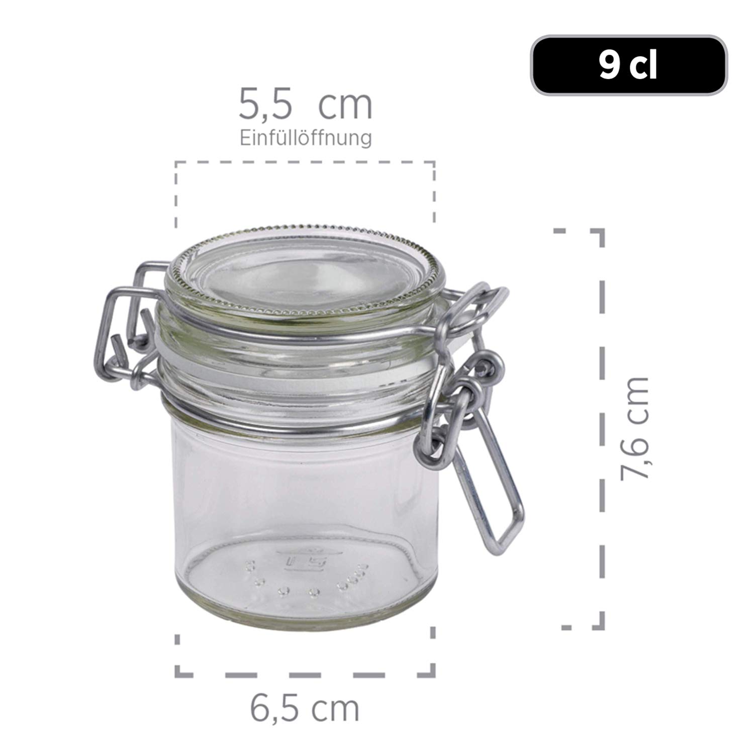Mäser, Gothika Series, 6 x 90 Milliliters Small Storage Glasses with Swing Top, Round Gherkin Clip Top Glass Jars - Image 3