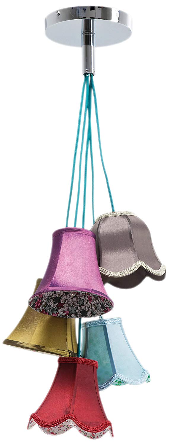 Kare Design Pendant Lamp Saloon Flowers, Hanging Ceiling Light with Five Lampshades, Multicoloured, Vintage