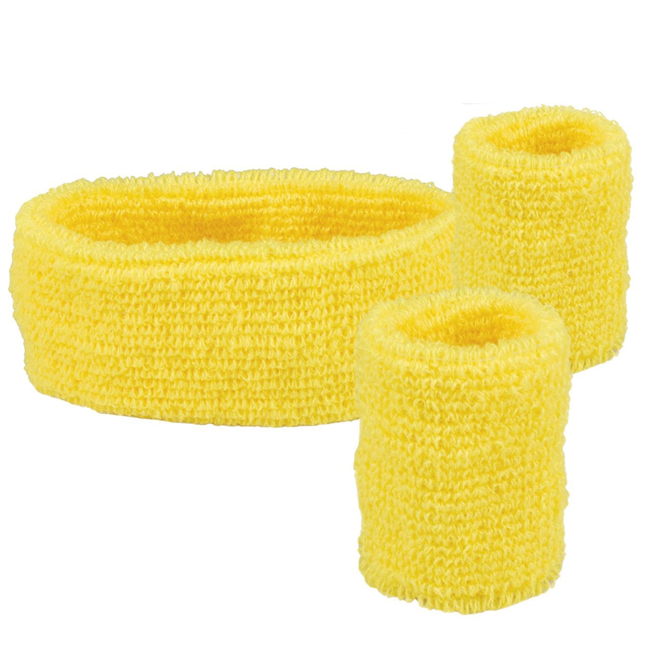 Boland 01893 Adult Sweatband and Cuffs Yellow One Size