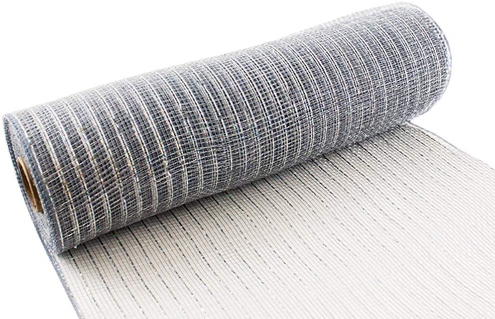 Eleganza Deco Mesh Metallic 25cm x 9.1m Silver No.24, Synthetic Material, 8.2 x 8.2 x 26.2 cm