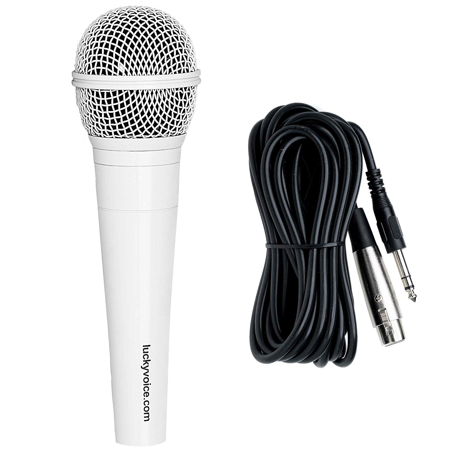 Lucky Voice Microphone White XLR to Jack Dynamic Microphones 5m cable Suitable For All Jack Plugin Karaoke Machines or Speakers Amps