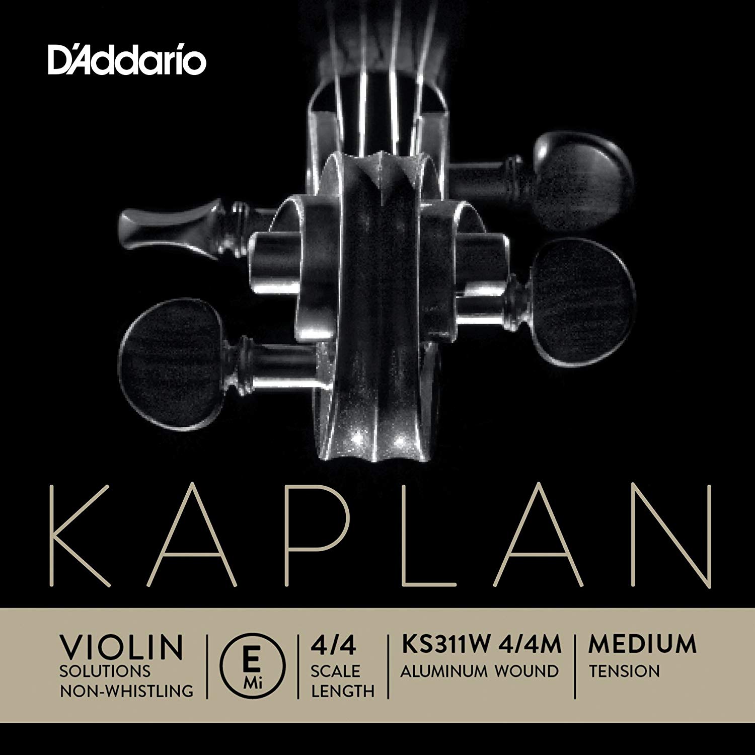 D'Addario Kaplan Violin String - KS311W 4/4M Non-Whistling Aluminum Wound Single E String, 4/4 Scale, Medium Tension