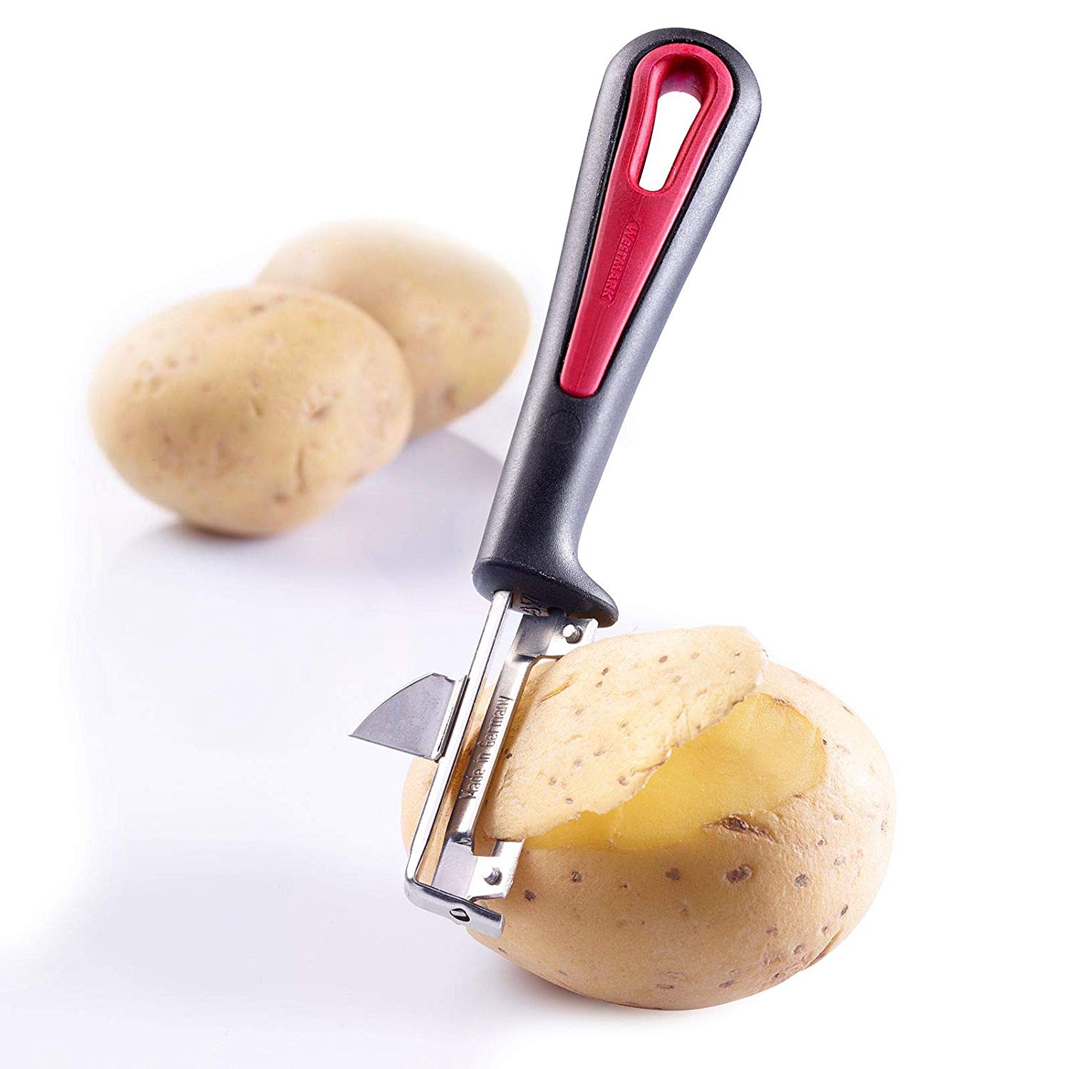Westmark Universal Peeler, Left-handed, Gallant, With screwed-on stainless steel blade, Colour: Black/Red, 290322E1 - Image 3