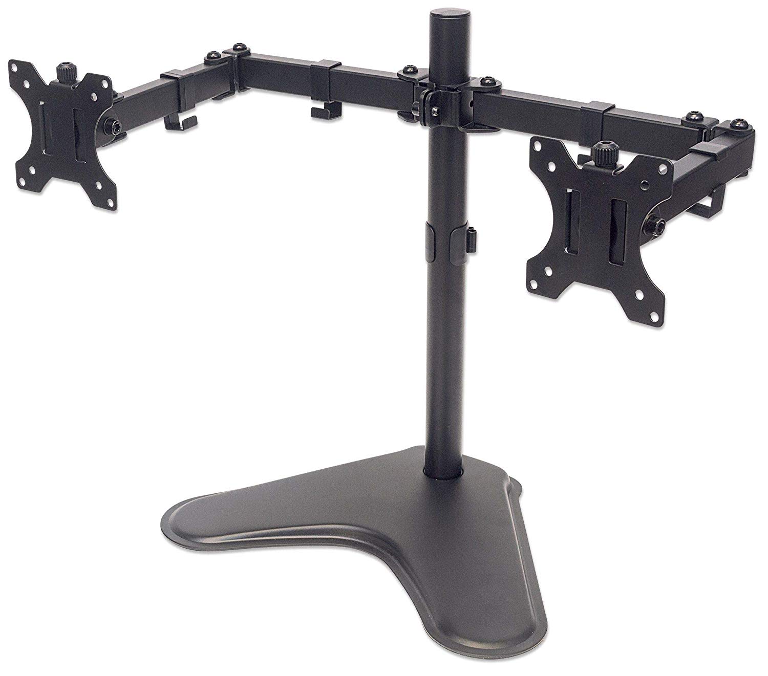 Manhattan TV & Monitor Mount, Desk, Double-Link Arms, 2 screens, Screen Sizes: 10-27", Black, Stand Assembly, Dual Screen
