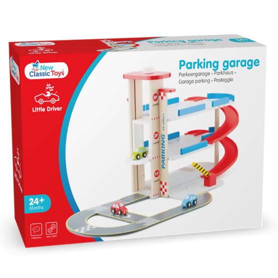 New Classic Toys 11040 Wooden Parking Garage with Track and 3 Cars for Preschool Age Toddlers Boys Girls, Multi Color - Image 3