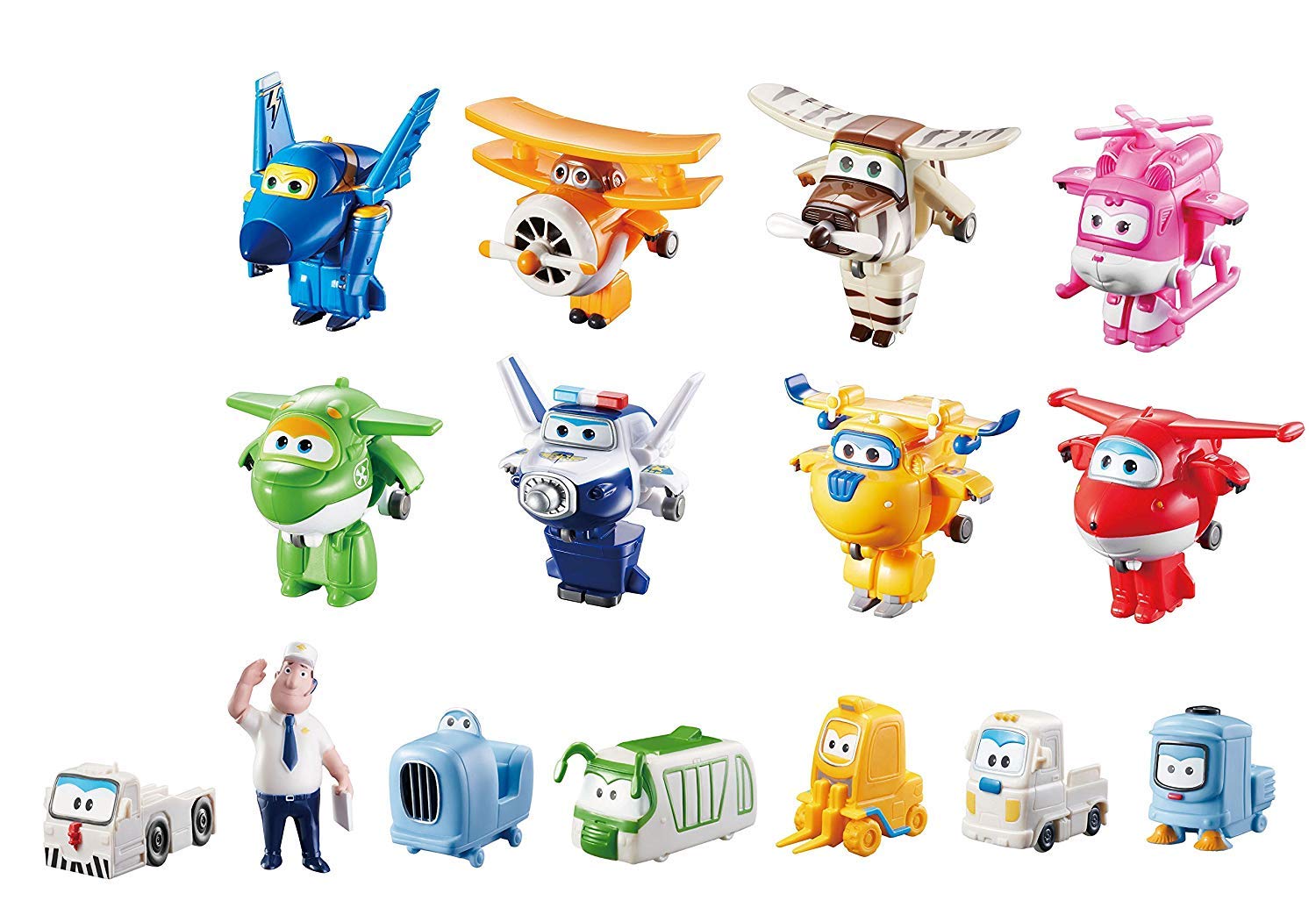 Super Wings Transform-A-Bots World Airport Crew, Multicolor, 2 inch