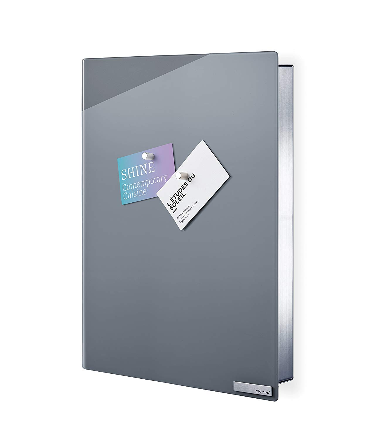 blomus -VELIO- Key box/magnetic glass board in trendy grey, high-quality workmanship, 14 key hooks, magnetic closure