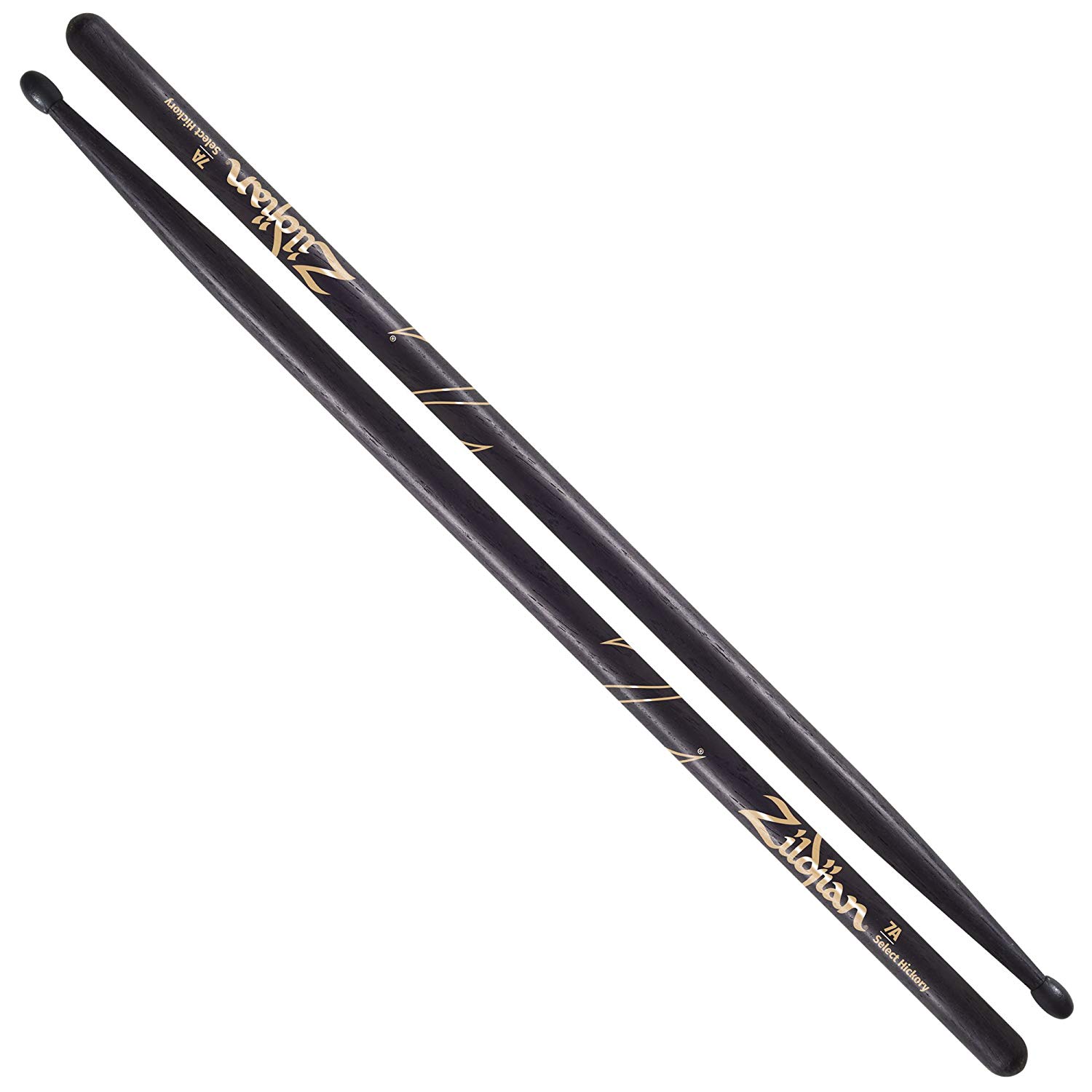 Zildjian Z7ANB 7A Hickory Drumsticks - Wood Tip, Black