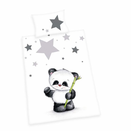 Herding Jana Panda Baby Bed Linen, Flannel, Cotton, Multi-Colour, 135 x 100 x 0.2 cm