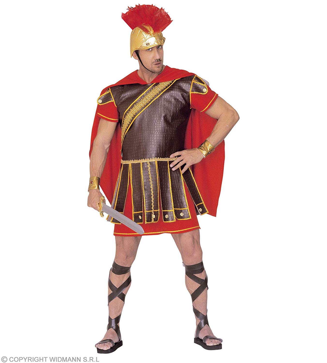 Mens Roman Sandals Leatherlook Accessory for Toga Party Rome Sparticus Fancy Dress, Brown - Image 2