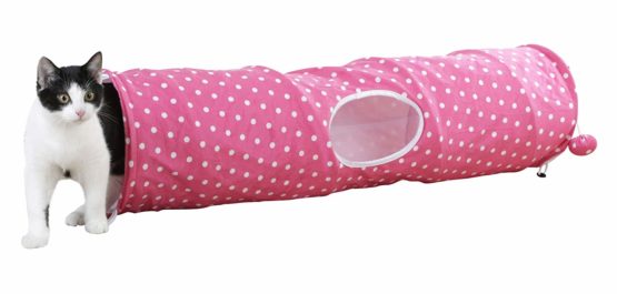 Kerbl Cat Tunnel, 100 x 25 cm, Pink/White, Puntino - Image 2