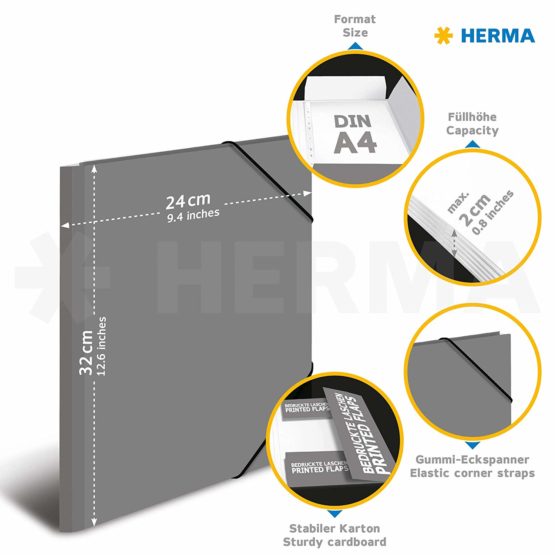 HERMA Elastic Folder Animals, Assorted Colourful Designs, A4, Sturdy Cardboard, with Inner Print, Pack of 10 - Image 2