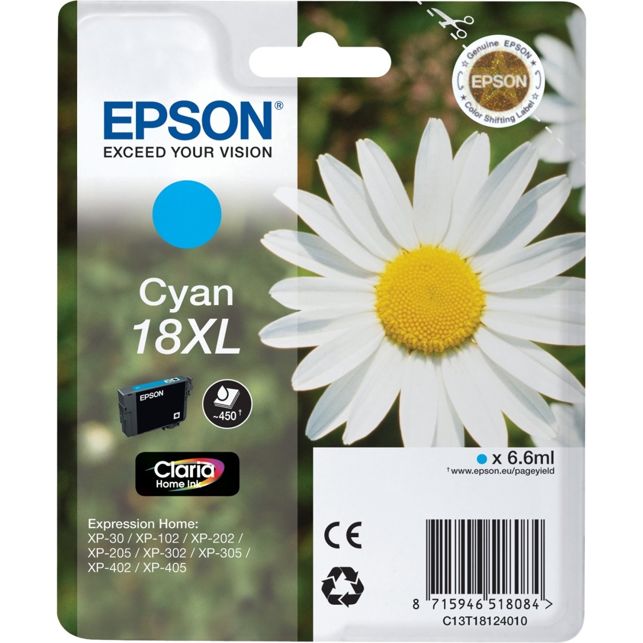 Epson 18XL Cyan Daisy High Yield Genuine, Claria Home Ink Cartridge, XL High Capacity - Image 2