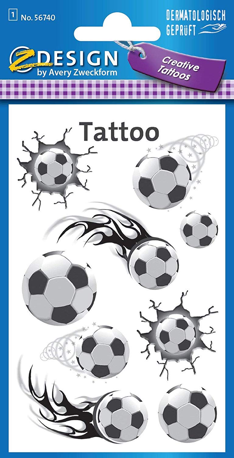 Avery Zweckform Football Tattoos 9 Aufkleber Colourful - Image 2