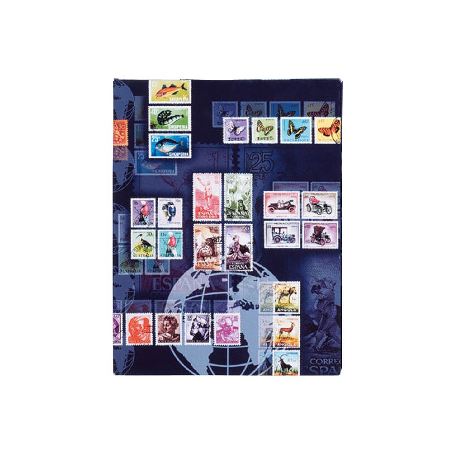 Pagna Postage Stamp Album A4 Motif Print Laminated 16 Pages Black Cardboard, Medium