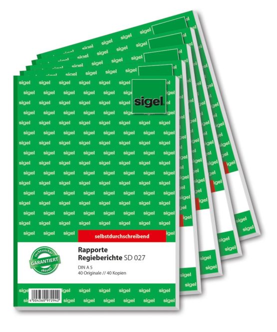Sigel SD027 Rapport Director's Report A5 2x40 Sheets Carbonless Qty: 1 5 Items 5 Piece