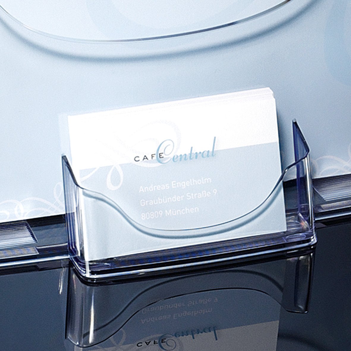 SIGEL LH111 Table-Top Literature Holder, for A4, with additional business card compartment, uv resistant acrylic, clear, 1 Piece - Image 2