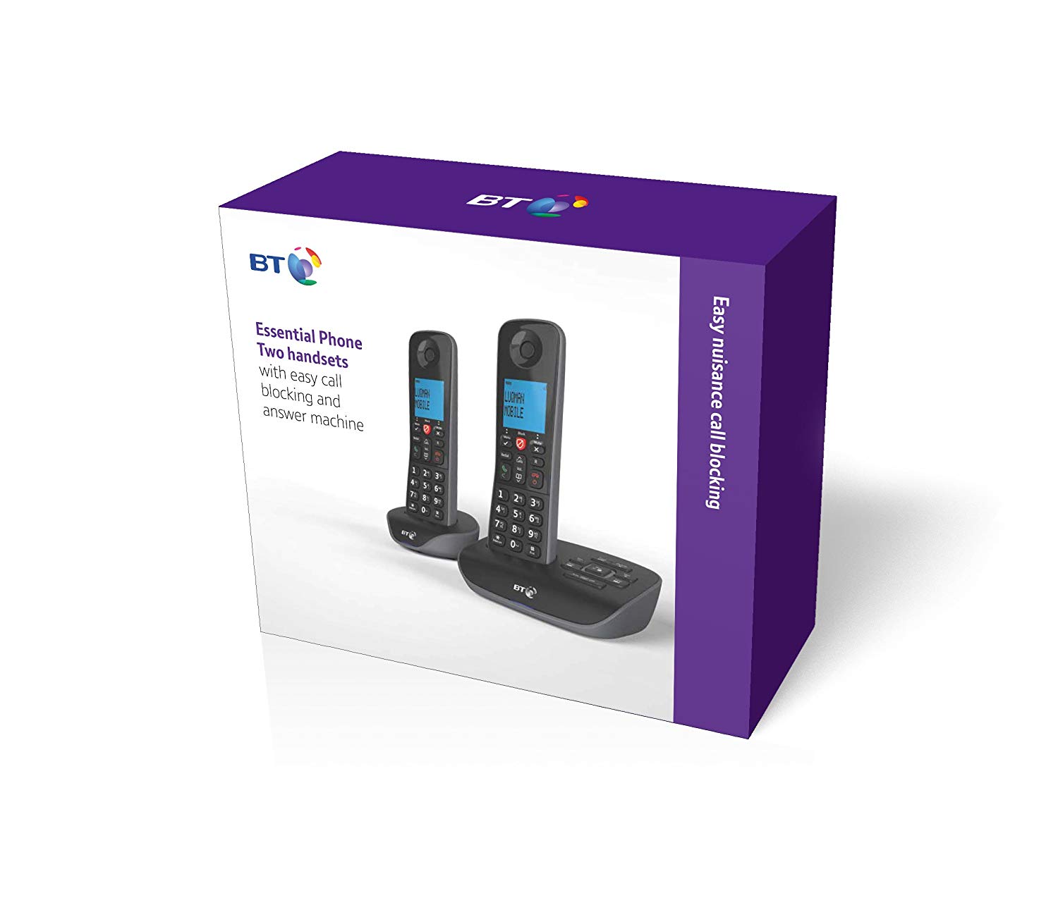 BT Essential Cordless Landline House Phone, Nuisance Call Blocker, Call Block button, Answer Machine, Twin Handset Pack - Image 3